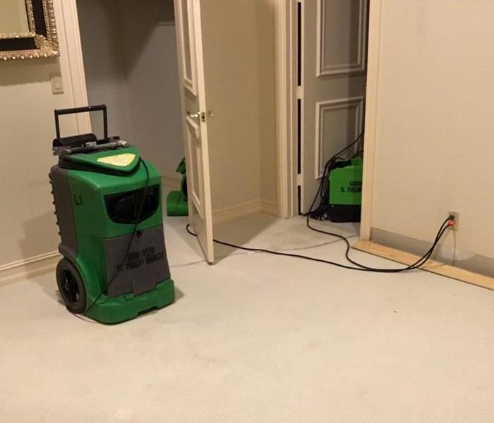 Extracting water from a carpet in a bedroom in Boca Raton, FL